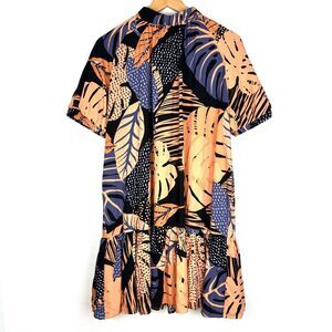 Corey Lynn Calter Anthropologie Sonia Palm Print Ruffle Shift Dress size medium